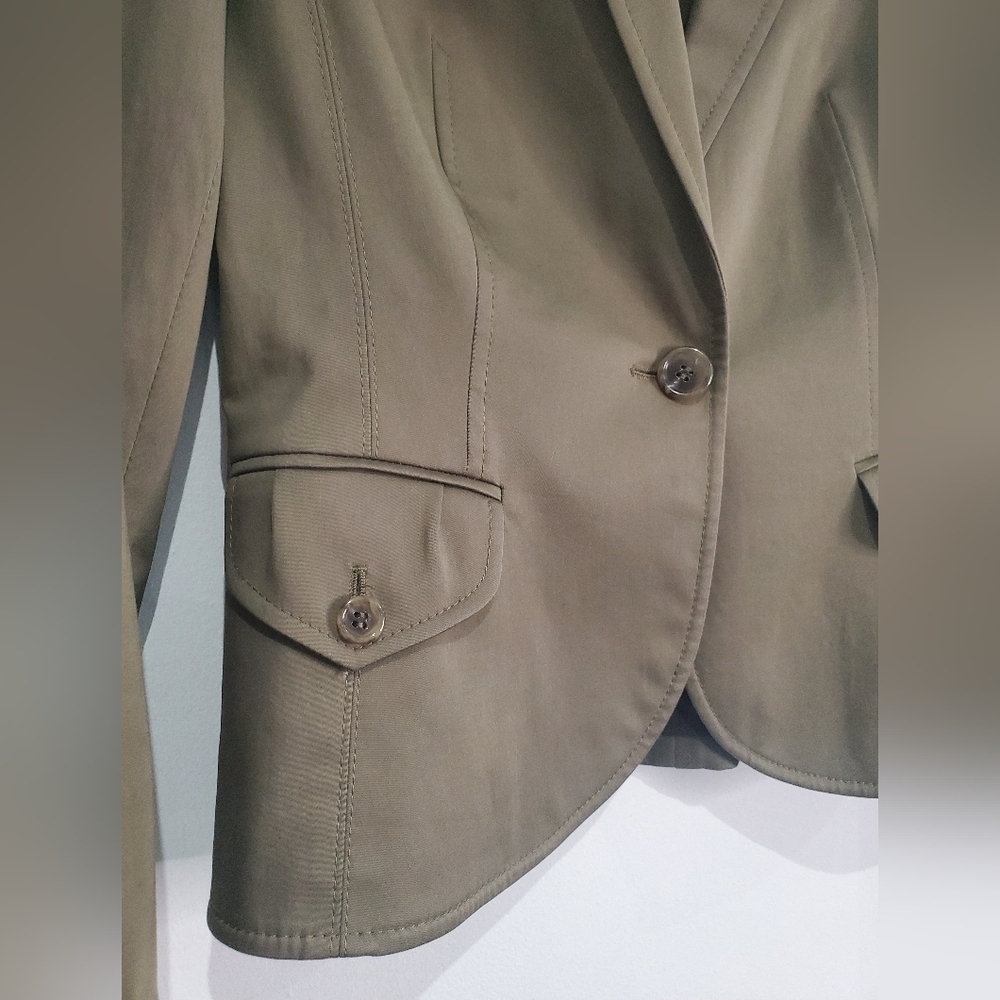 Hugo Boss Green/khaki single button closure 2 pocket Cotton Blazer size 4 - Picture 3 of 9